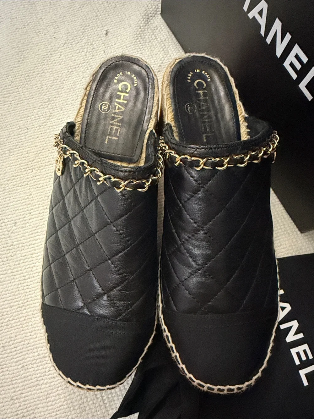 CHANEL platform leather
